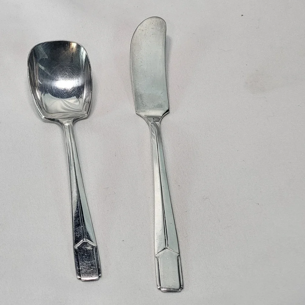 Holmes & Edwards‎ IS Napoleon Inlaid Flatware Set Butter Knife & Sugar Spoon